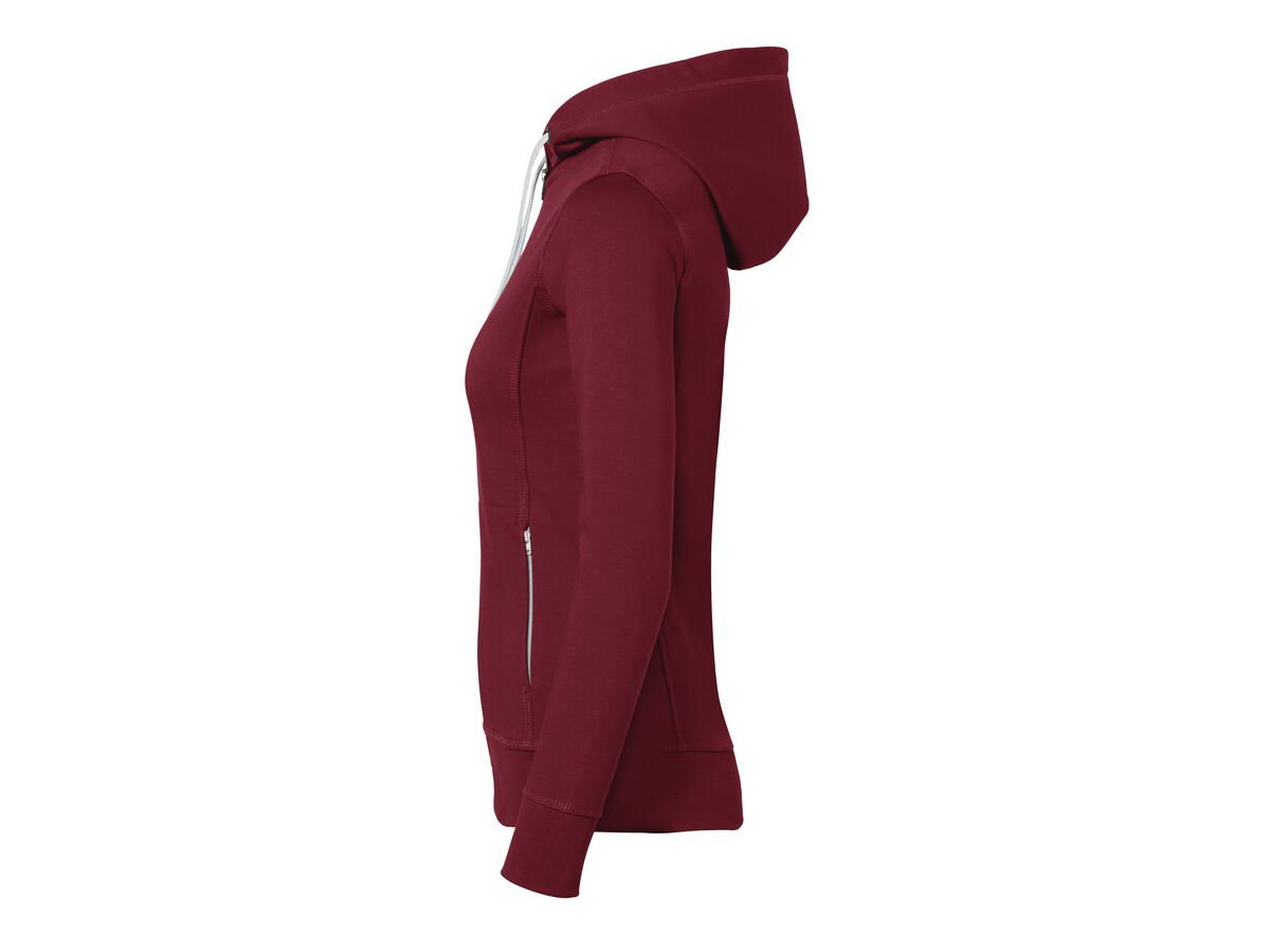 Damen Kapuzenjacke Bonded, Gr. S - weinrot/silber