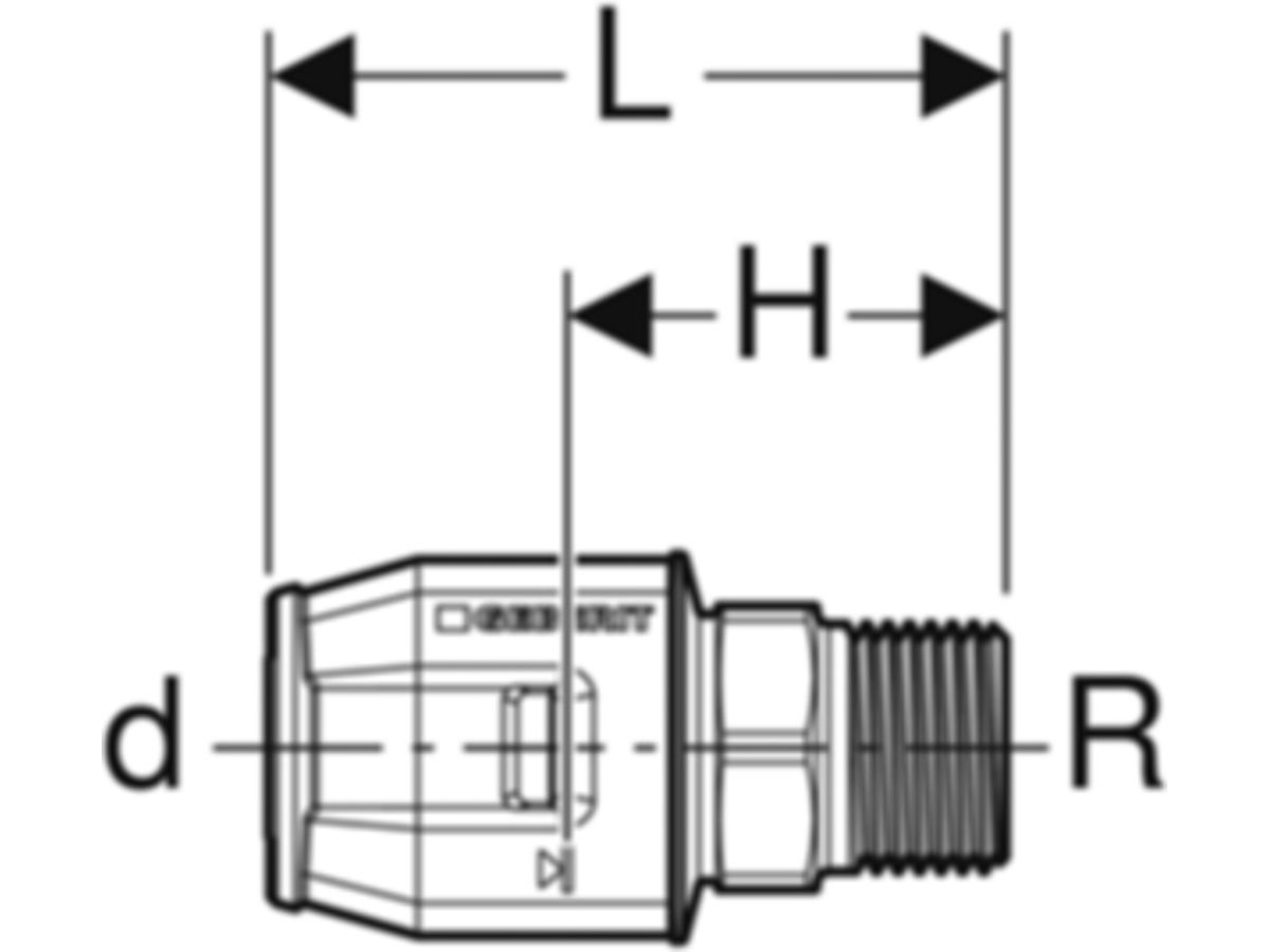 PushFit Übergang mit Aussengewinde
