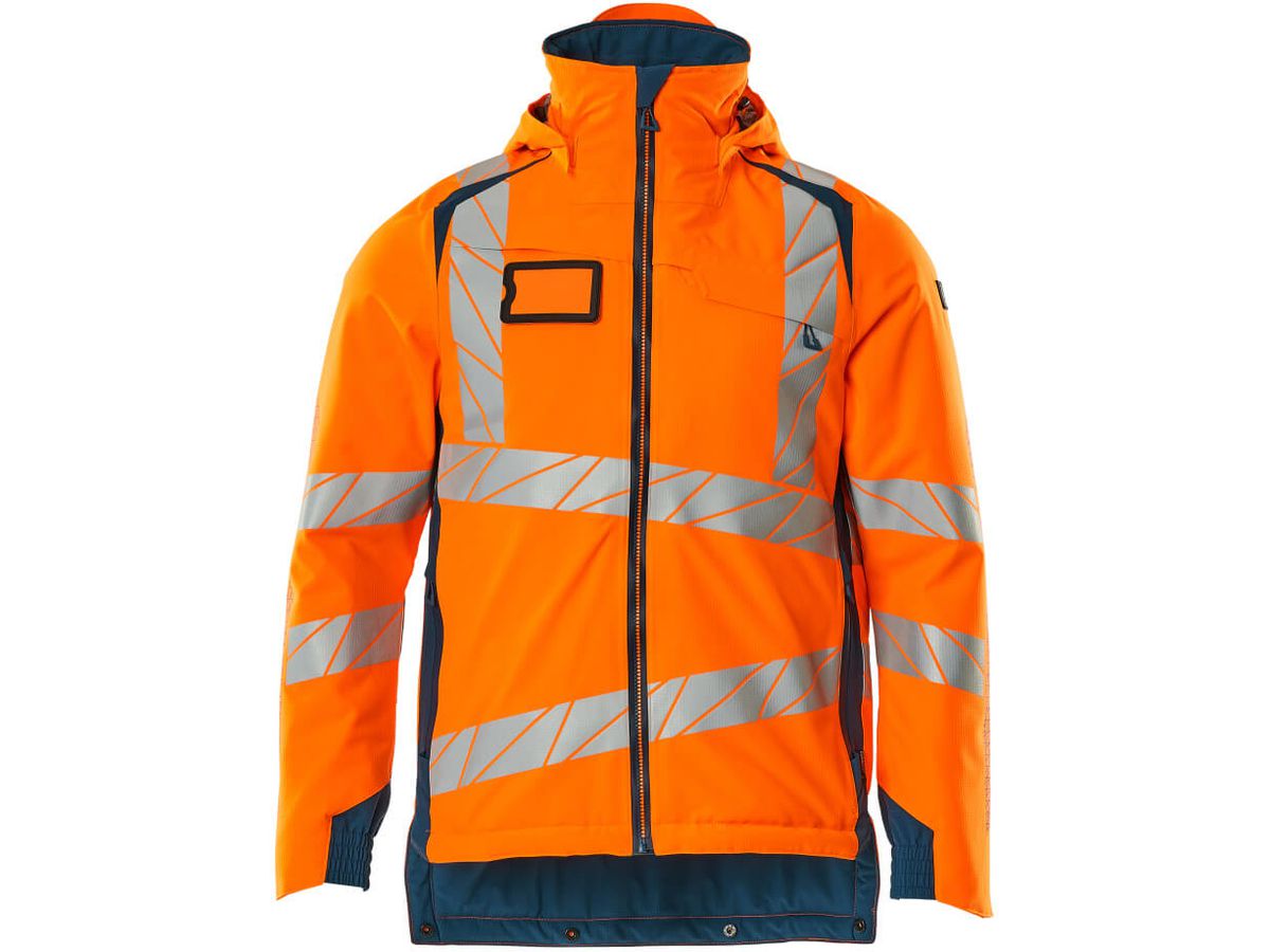 Winterjacke wind- & wasserdicht, Gr. 4XL - hi-vis orange/dunkelpetroleum, 100% PES