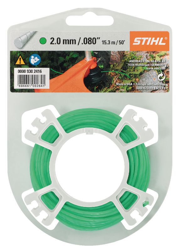 Mähfaden STIHL rund leise auf Rolle - 2.0 mm x 15.3 m, grün