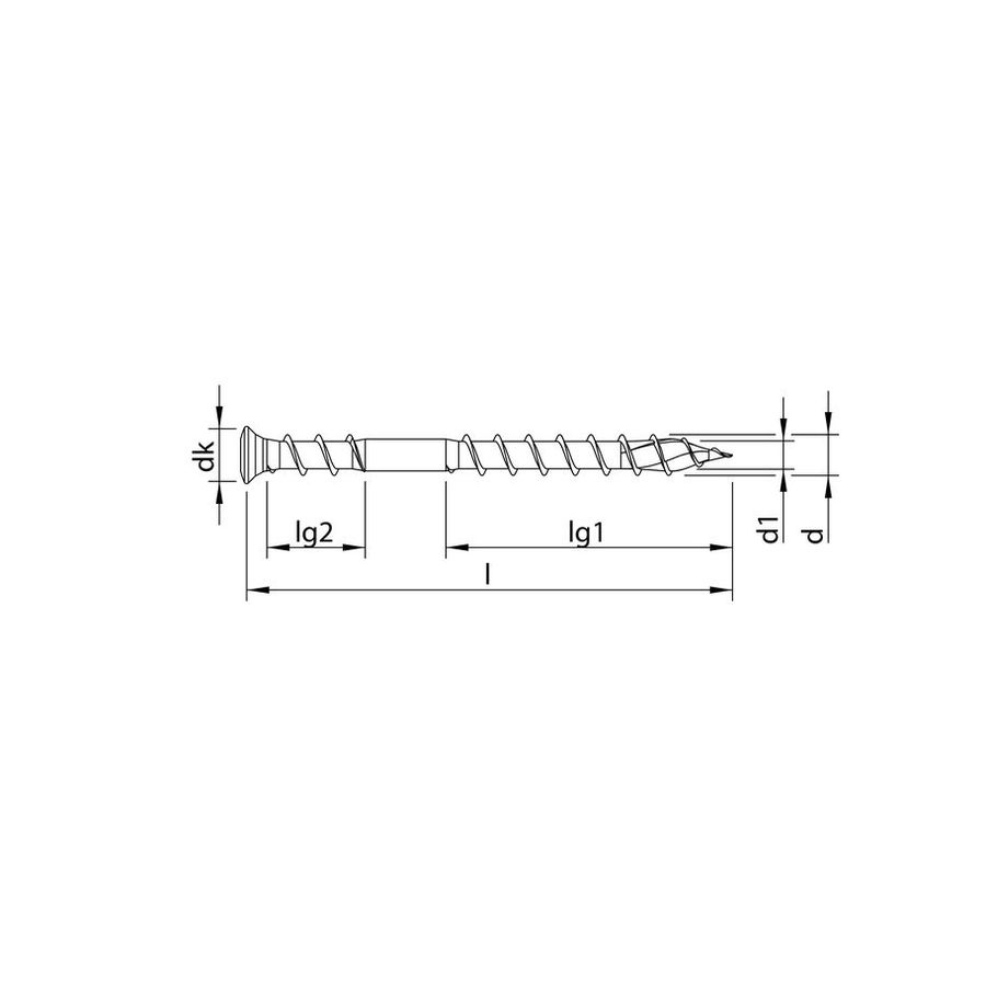 Terrassenbelagschraube TOPIX Plus LSK - Inox A4, mit Schaft