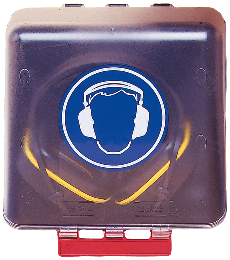 Aufbewahrungsbox für Gehörschützer aus - blauem Kunststoff   SECUBOX MIDI
