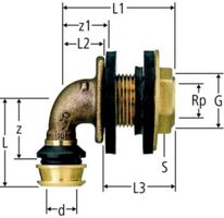 Optiflex-Flowpress-Wanddurchführungsw. - PN10, Rotguss