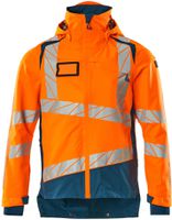 Hard Shell Jacke leichtes Futter Gr. 2XL - hi-vis orange/dunkelpetroleum, 100% PES