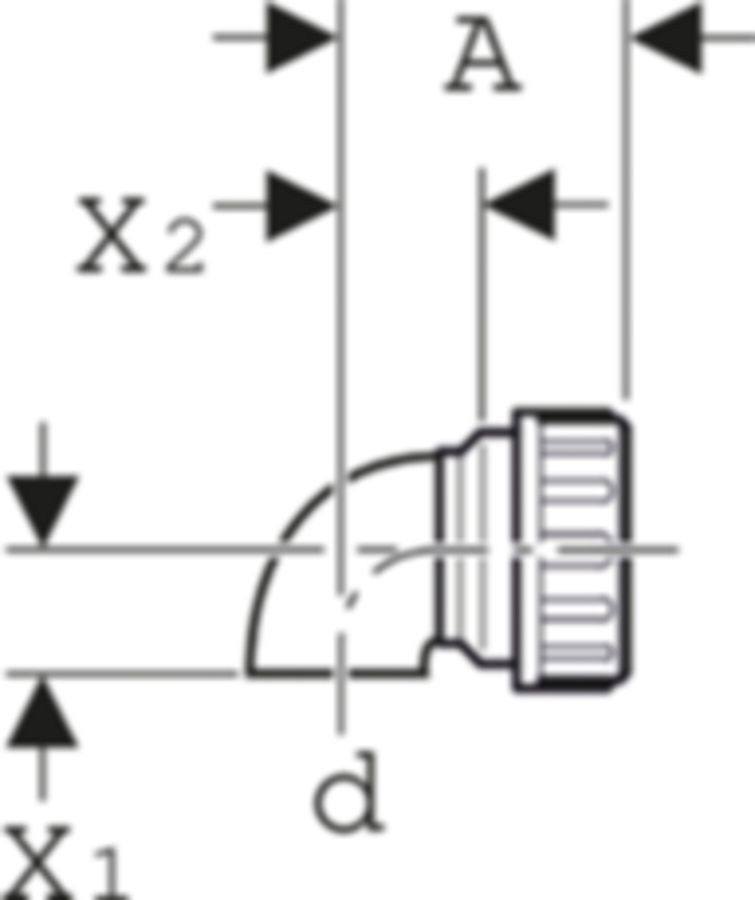 Geberit PE Bogen 90° mit Verschraubung