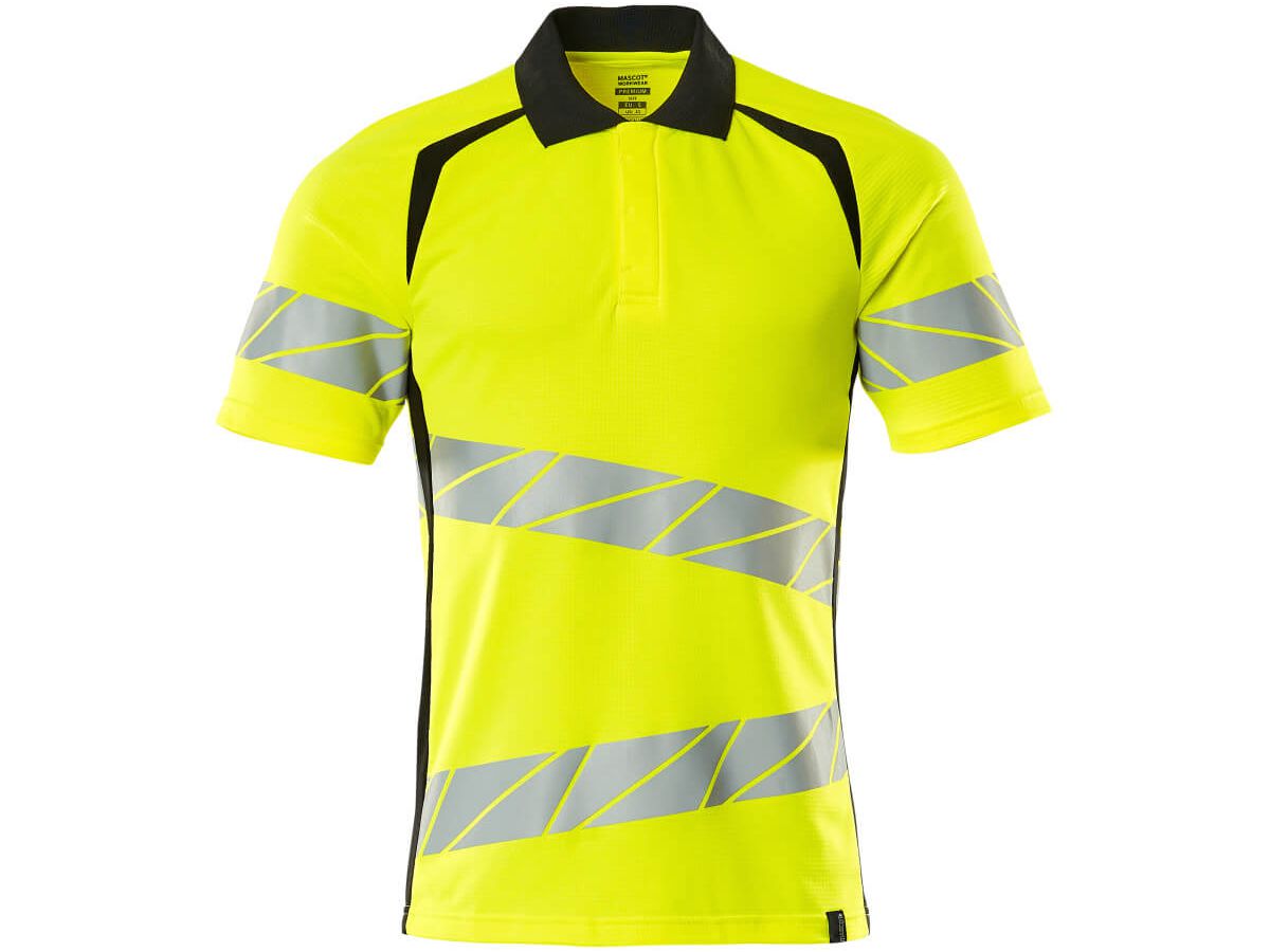 Polo-Shirt fluoreszierend, Gr. 5XLONE - hi-vis gelb/schwarz
