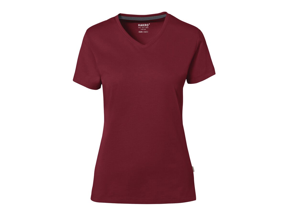 Cotton Tec Damen V-Shirt, Gr. S - weinrot