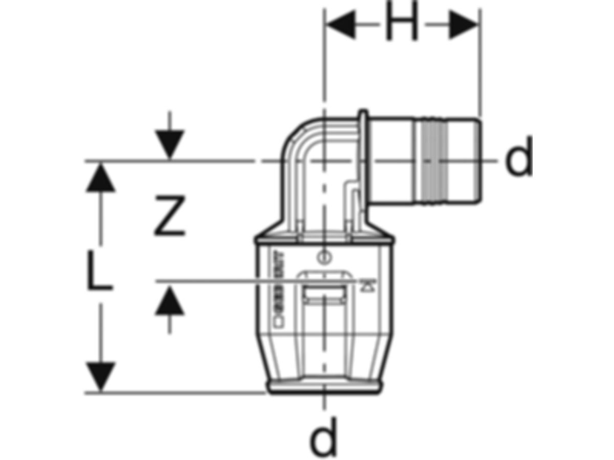 PushFit Winkel 90° mit  Steckende