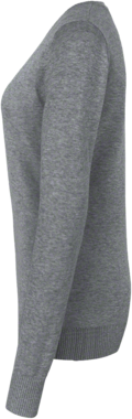 Damen-V-Pullover Prem-Cott. XS grau mel. - 100% Baumwolle