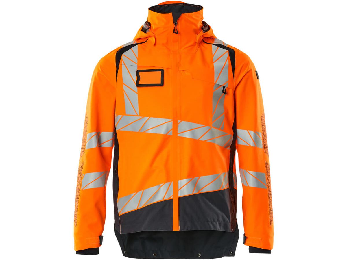 Hard Shell Jacke leichtes Futter Gr. 3XL - hi-vis orange/schwarzblau, 100% PES