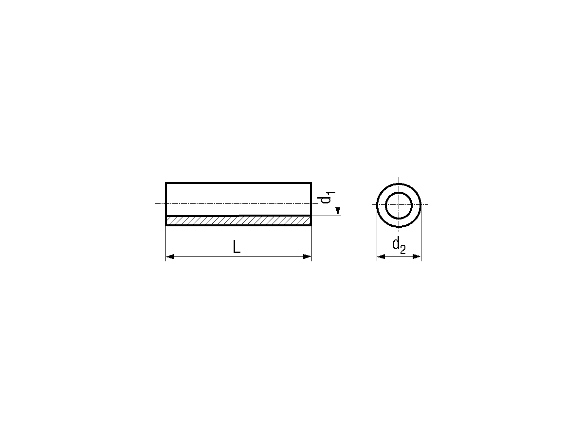 Distanzhülsen rund Polyamid 6.6 2,6x5x30 - Pak à 100 Stk