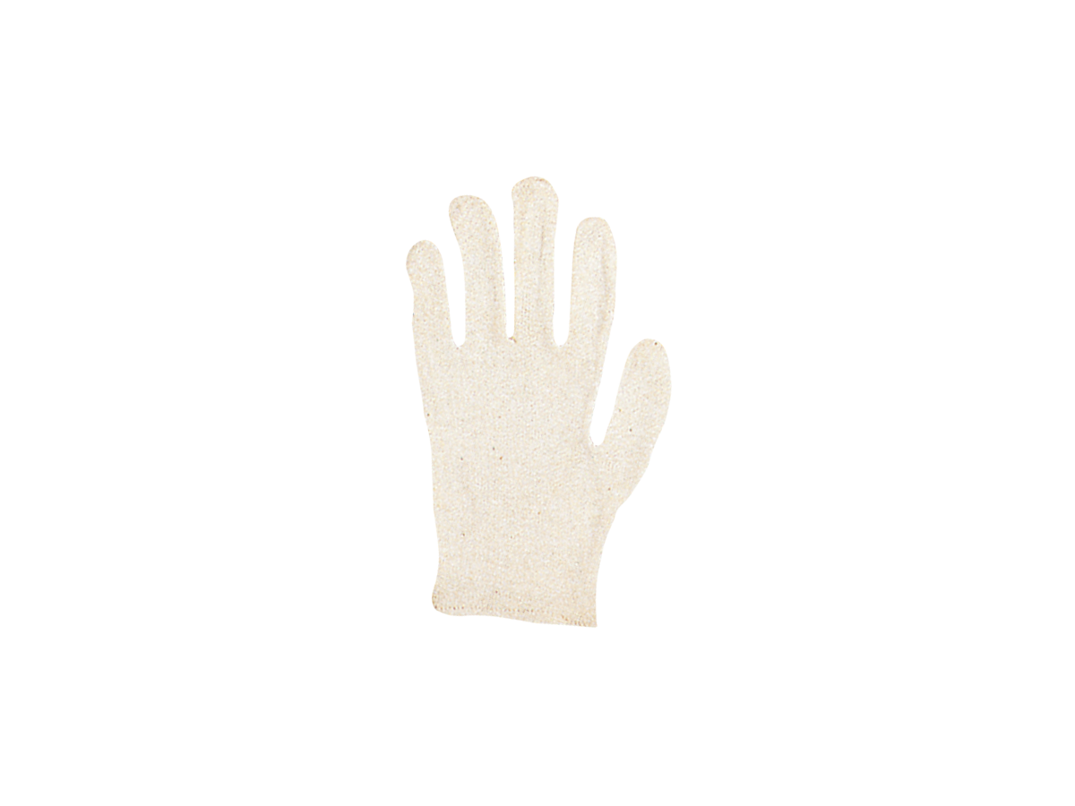 Schutzhandschuhe aus rohweissem Baumwoll - Polyestertrikot 210 g/m2