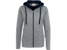 Damen-Kapuzenjacke Bonded S - grau-meliert/tinte, 75% PES/25% CO