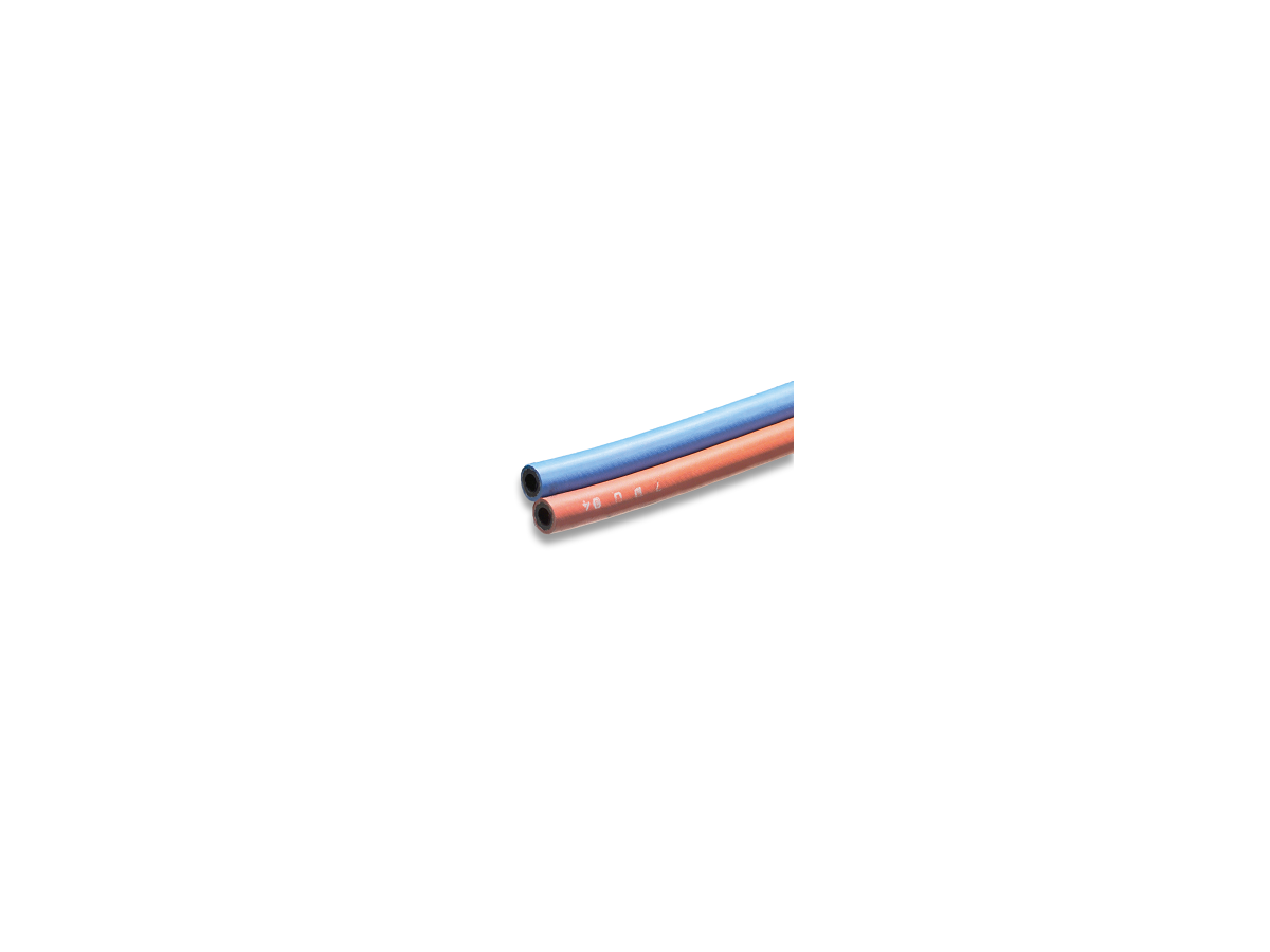 Zwillings-Autogenschweissschlauch 6.3 mm - A=13 mm, Rolle à 50m, Oxy rot/blau EN559