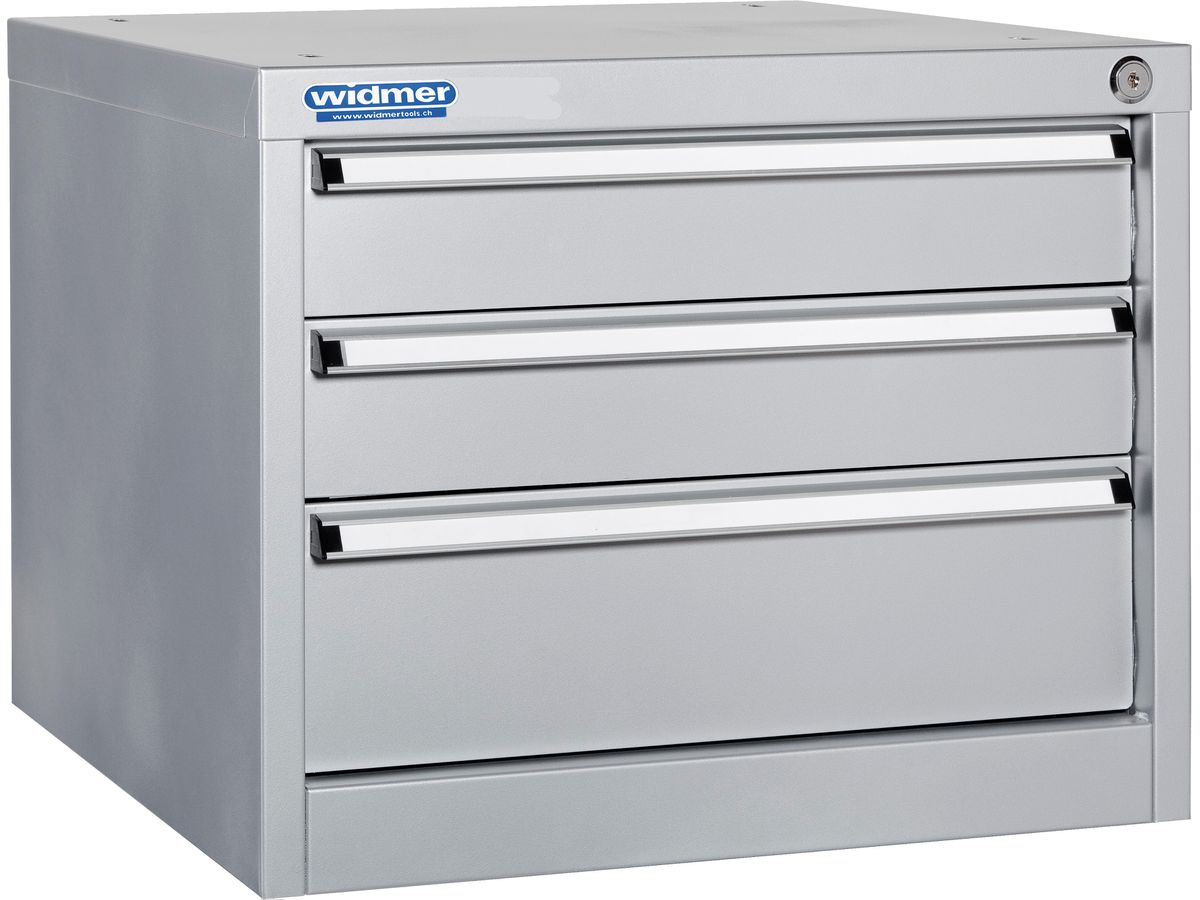 Unterschrank mit 3 Schubl. H100-100-150 - p.Schubl.70kg,B565xT580xH450mm,hellsilb.