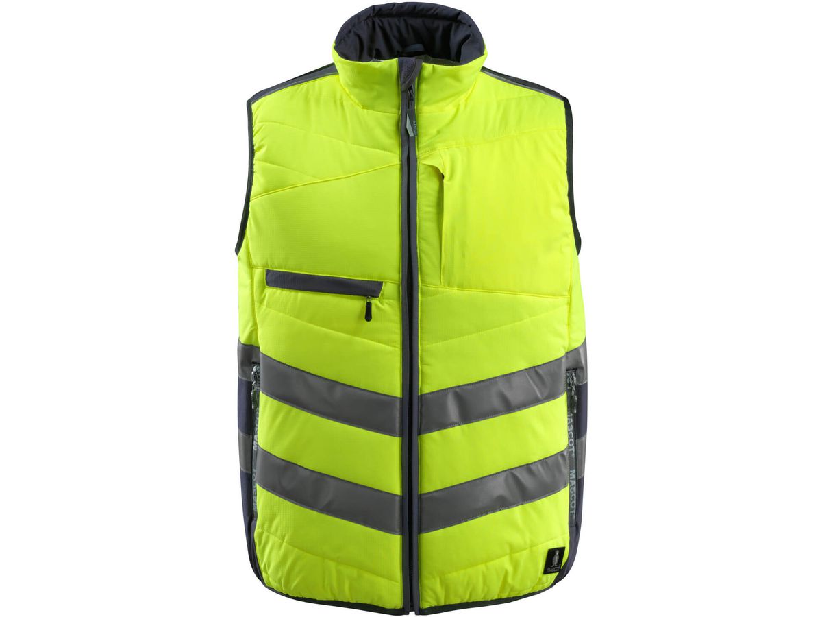 Winterweste GRIMSBY, Gr. L - hi-vis gelb/schwarzblau, 100% PES