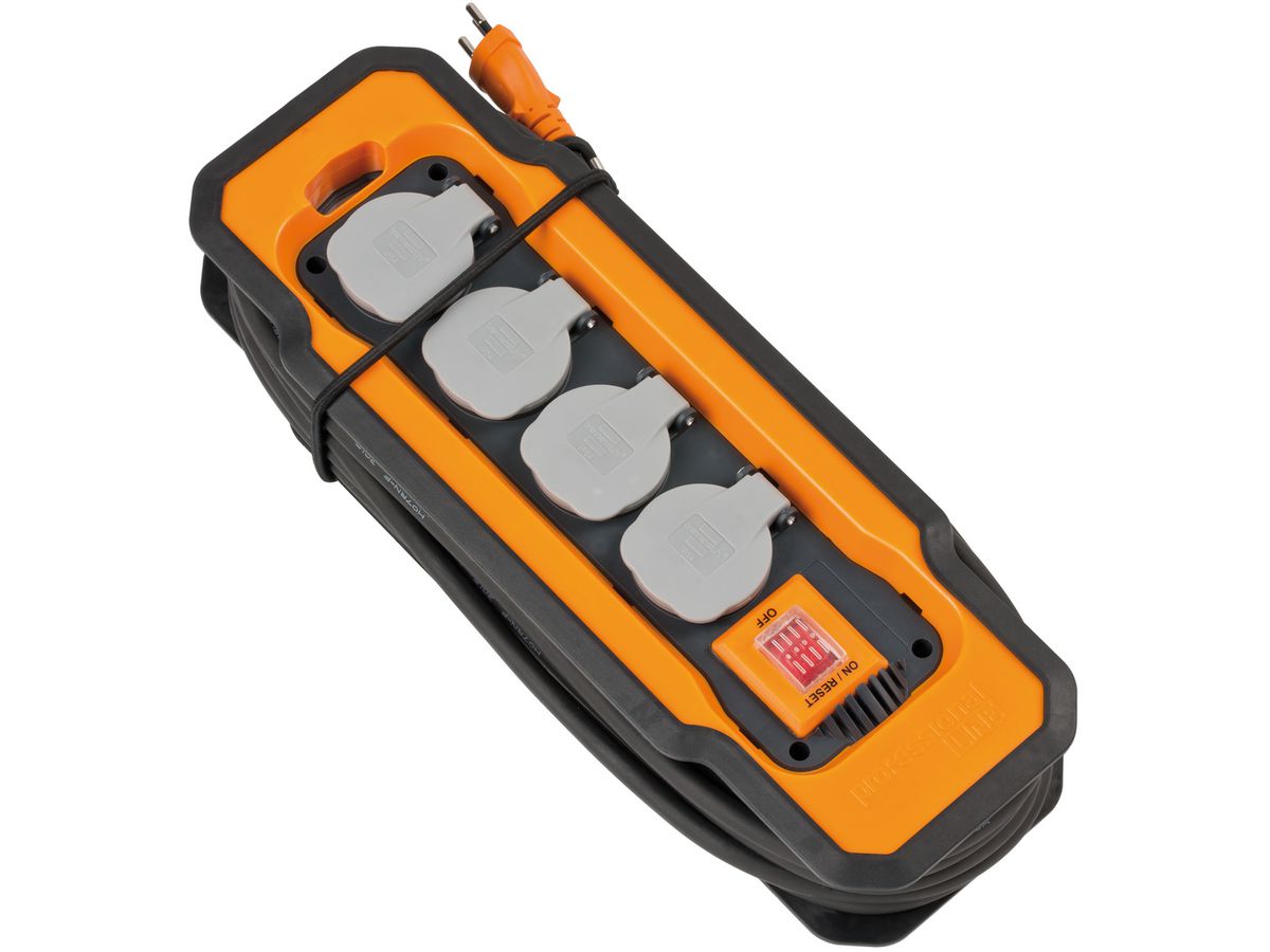 Steckdosenleiste mit Schalter 4-fach - orange IP54, 8m H07RN-F 3G1.5