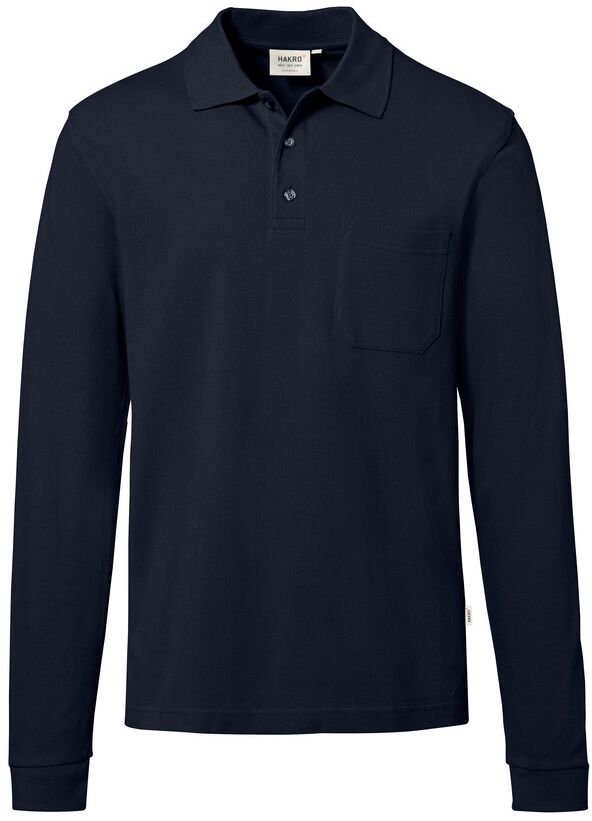 Longsleeve-Pocket-Poloshirt Top - 100% Baumwolle, 200 g/m²