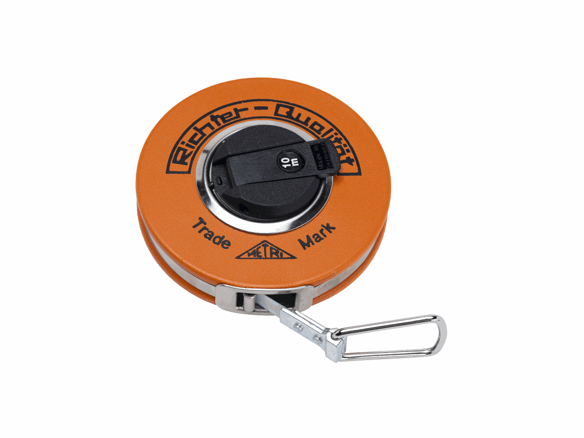 Rollbandmass Stahl 15 m, weiss lackiert - 348 P, einseitig mm Teilung, Breite 10mm