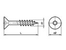 Senk-Spanplattenschrauben Torx - Verzinkt blau, mit Schaft