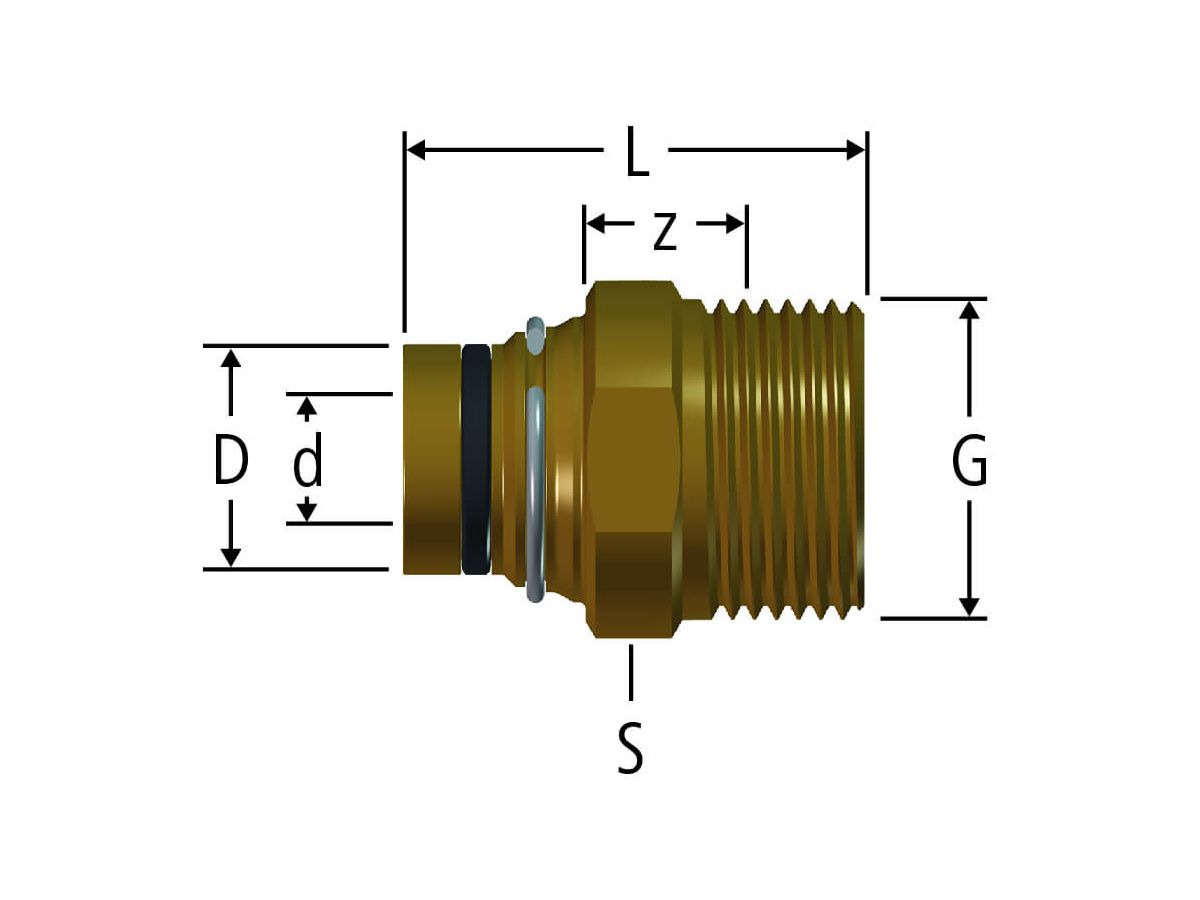 Steckübergang gerade mit Aussengewinde