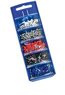 Aderendhülsen-Sortimentsboxen 0,5-2,5mm² - blau, Kupfer verzinnt, unisoliert,Einz.