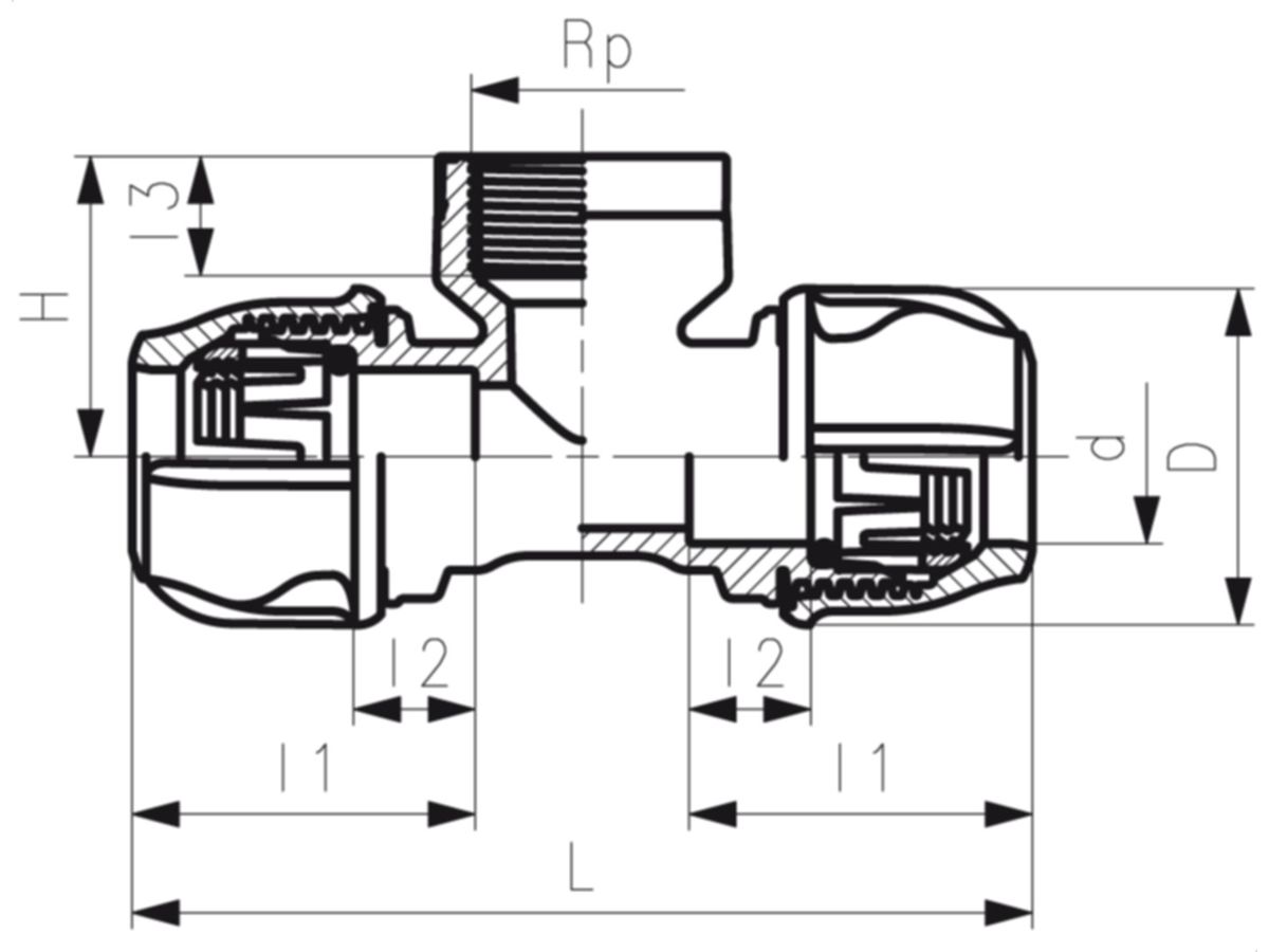 +GF+ iJoint Klemmverbinder PP NBR - T - 90° mit IG PN16 d75-21/2""-75"