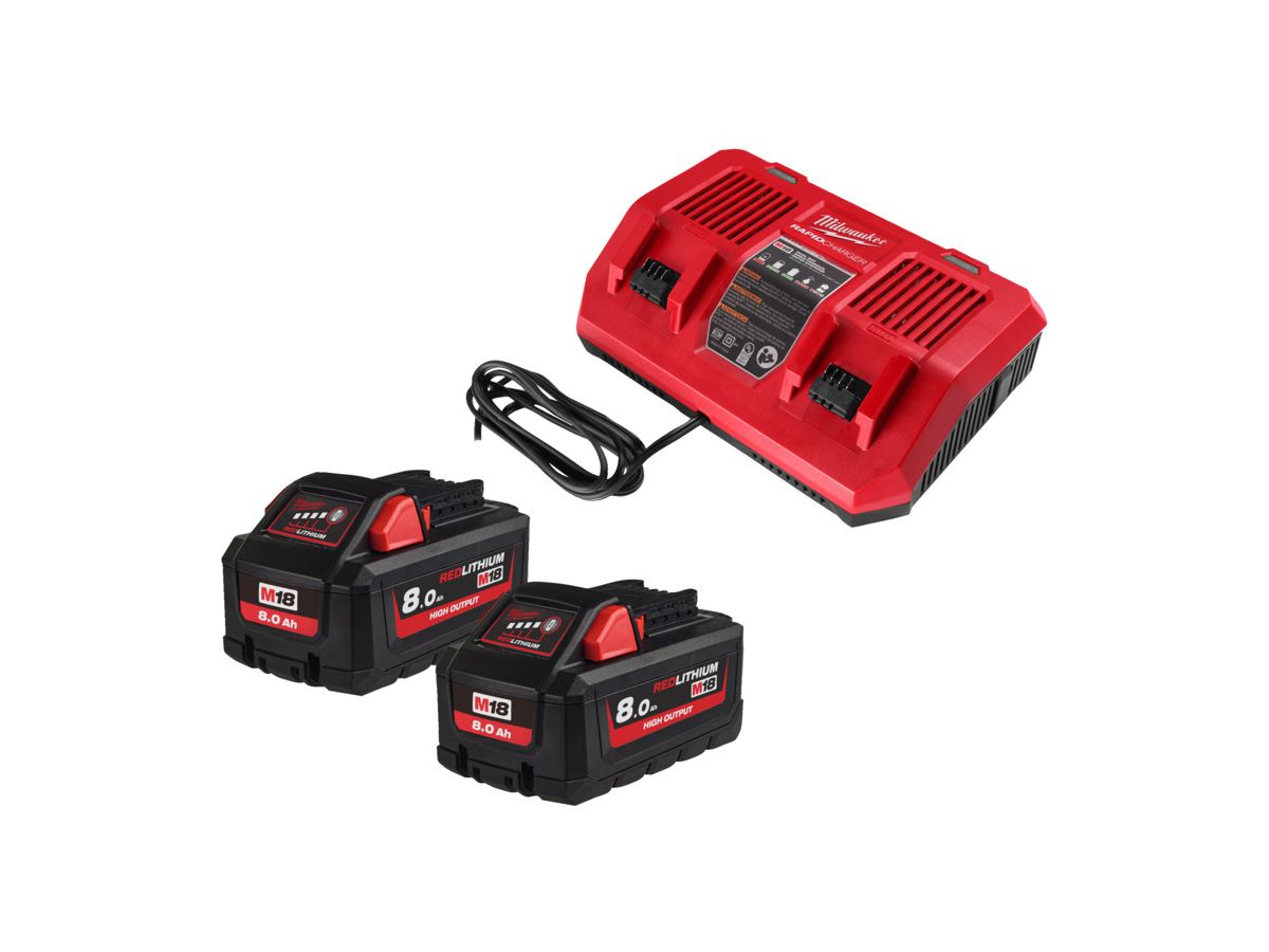 Akku-Ladestation Milwaukee - M18HNRGO4-802, inkl. 2x M18 Akku