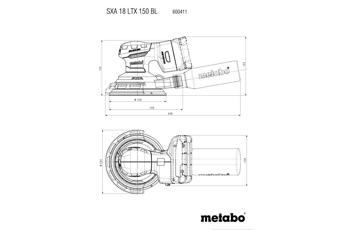 Akku-Exzenterschleifer 18V metaBox 215 - Metabo, SXA 18 LTX 150 BL