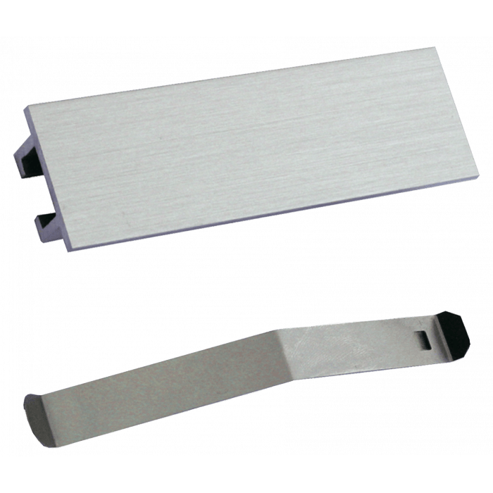 Namenschild-Profil HUBER Alu eloxiert - mit Klemmfeder, 80x25x10 mm