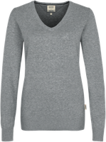 Damen-V-Pullover Prem-Cott 2XL grau mel. - 100% Baumwolle