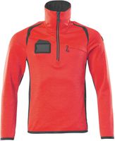 Fleecepullover mit Reissverschl. Gr. 2XL - hi-vis rot/dunkelanthrazit, 94%PES/6% EL