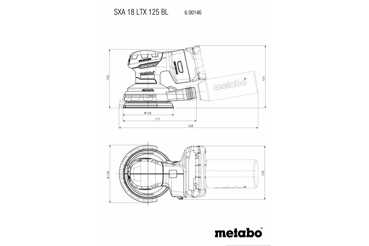 Akku-Exzenterschleifer 18V metaBox 215 - Metabo, SXA 18 LTX 125 BL