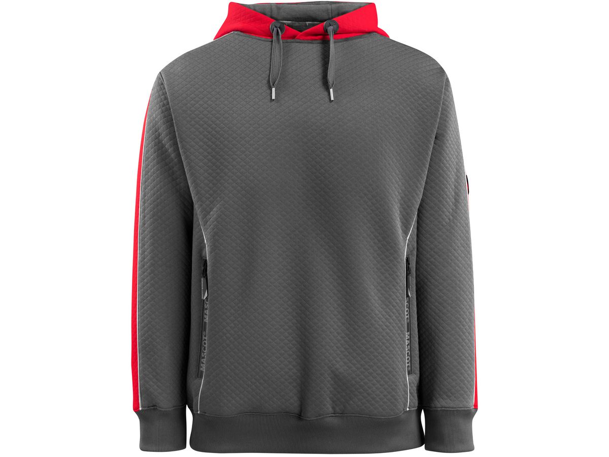 MASCOT Motril Kapuzensweatshirt, Gr. XL - dunkelanth./hi-vis rot, 50%CO 50%PES