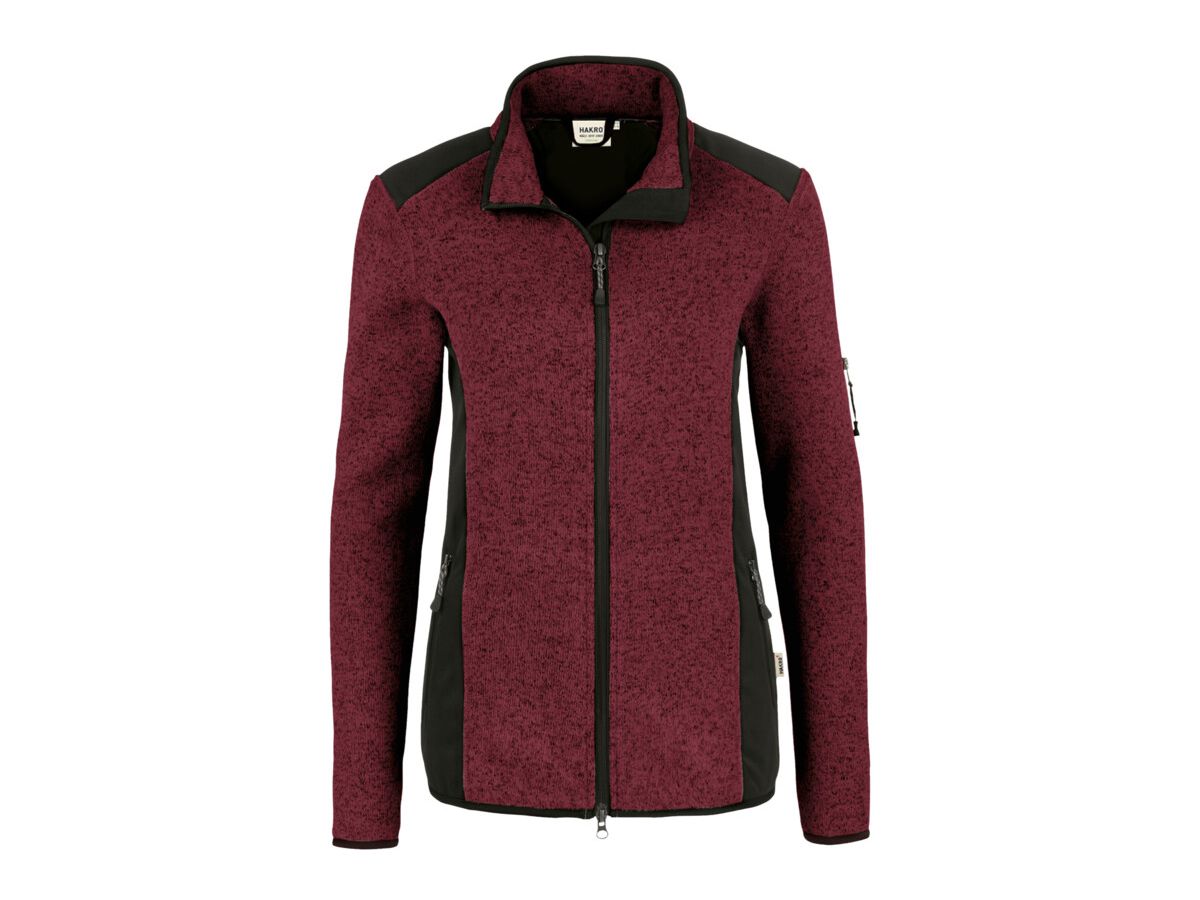 Damen Strickfleecejacke Churchill - Gr. M, weinrot meliert