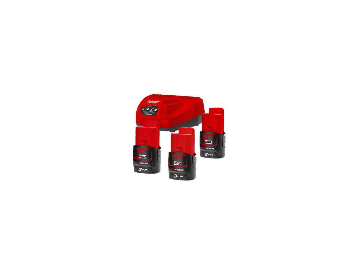 Starter-SET Milwaukee M12 NRG-303 - mit zwei Akku + Ladegerät