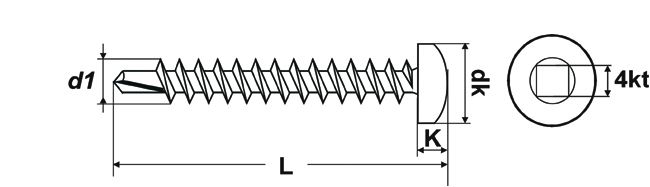 Bohrschrauben DIN 7504N - Edelstahl, Innenvierkant