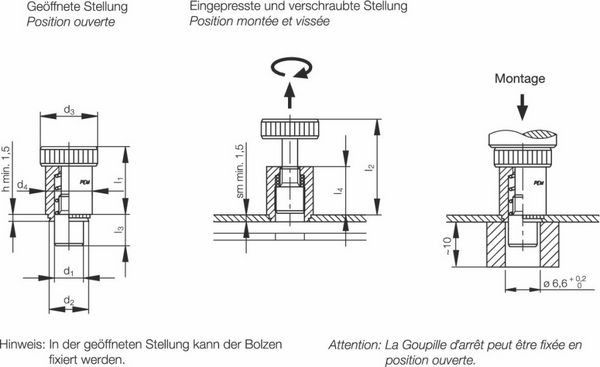 PEM Positionier. Bolzen PTL2