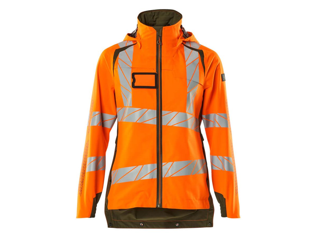 Hard Shell Jacke, Damenpassform, Gr. M - hi-vis orange/moosgrün, 100% PES