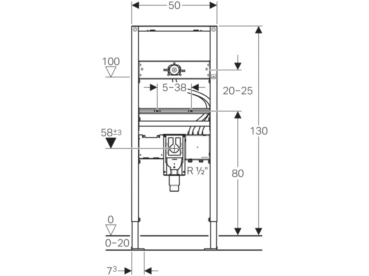 Geberit Duofix Element für Waschtisch - 130 cm Wandarmatur mit Unterputzfunktio