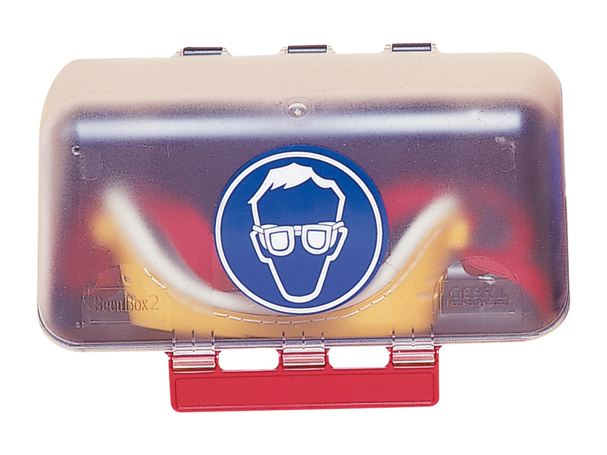 Aufbewahrungsbox für Schutzbrillen aus - blauem Kunststoff   SECUBOX MINI