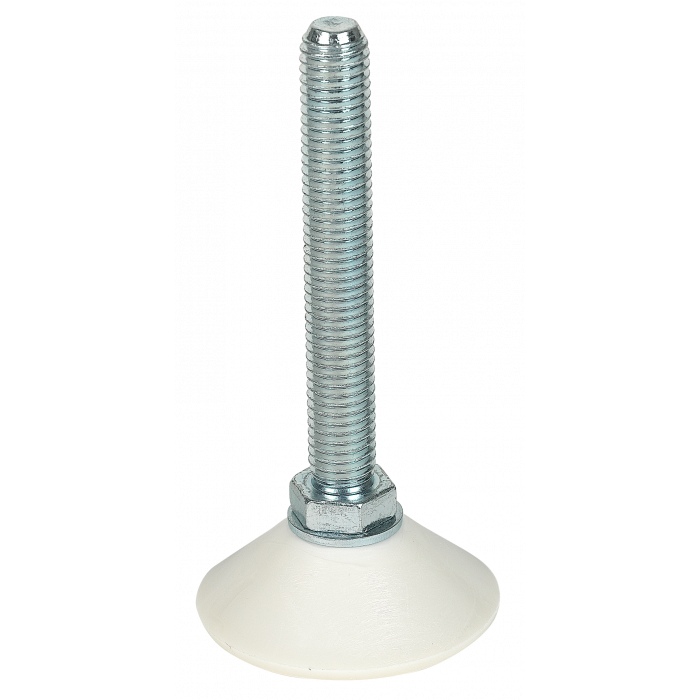 Fussteller weiss M10 Sockelø 44mm - Höhe 9.5 cm / Gewindelänge 7 cm RAL9001