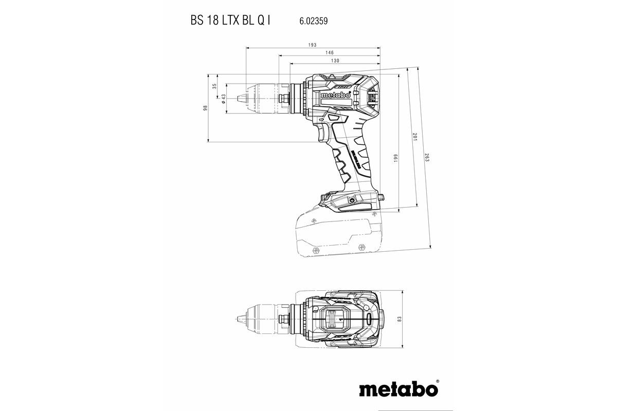 Akku Bohrschrauber Metabo BS18LTX BL QI - ohne Akkupack und Ladegerät