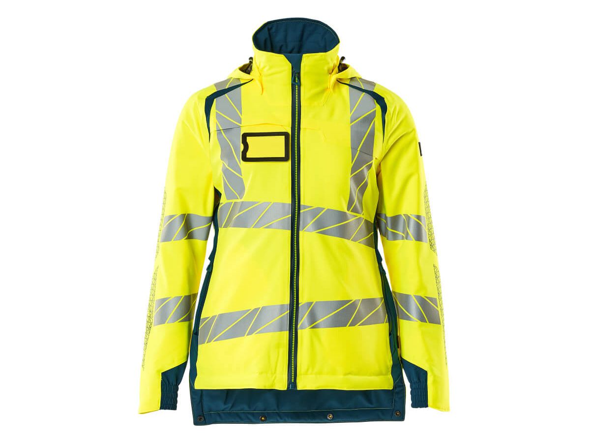 Winterjacke Damen-Passform, Gr. S - hi-vis gelb/dunkelpetroleum, 100% PES