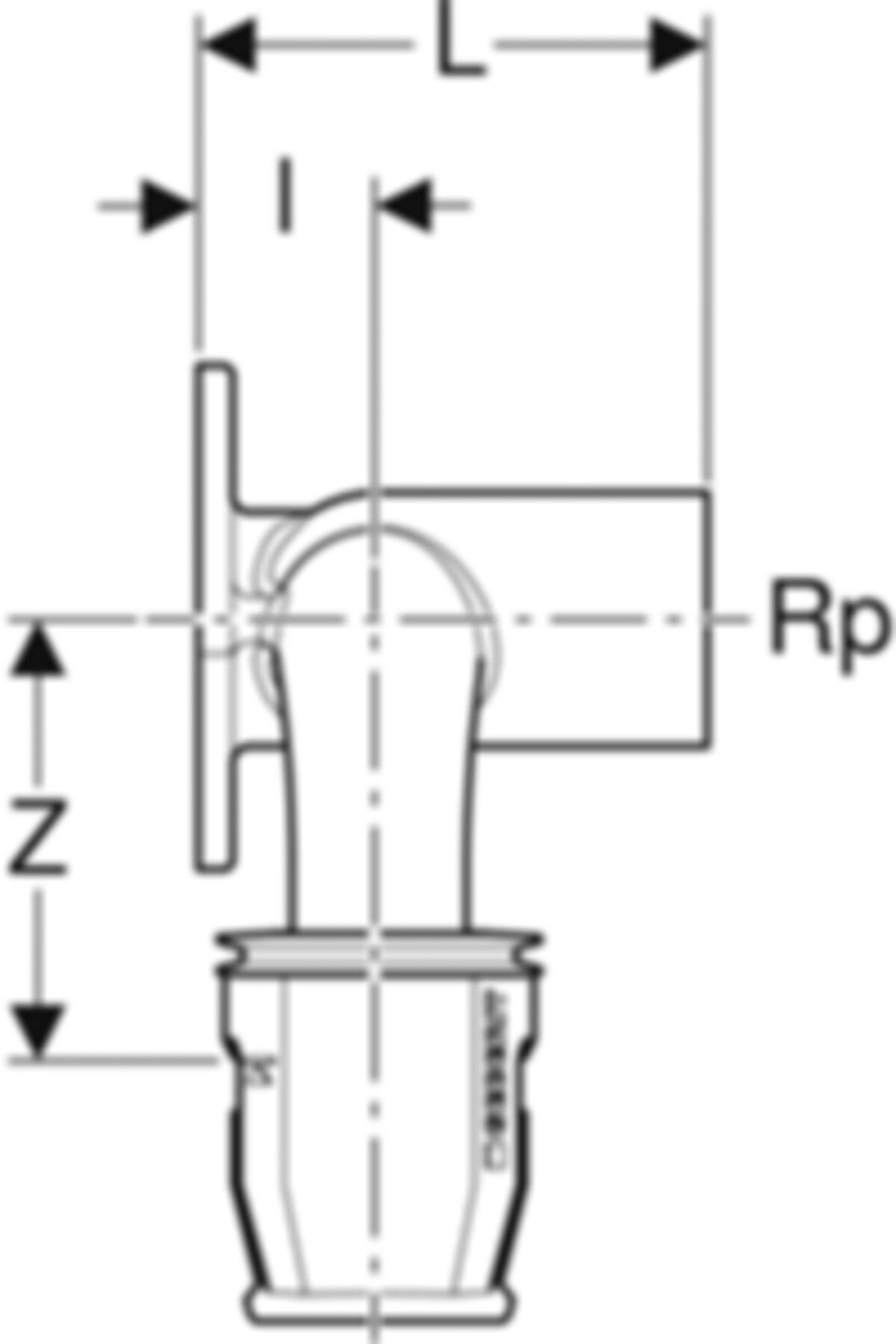PushFit Doppelanschlusswinkel - 90° Rp 1/2"