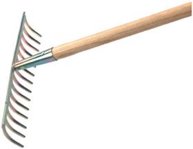 Gartenrechen, gebogene Zinken
