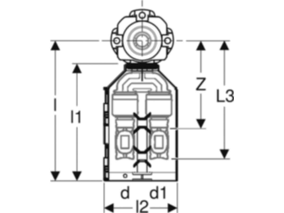 Doppelanschlussdosen 90° - GEBERIT FlowFit Rp 1/2 Zoll / d Ø 16 mm