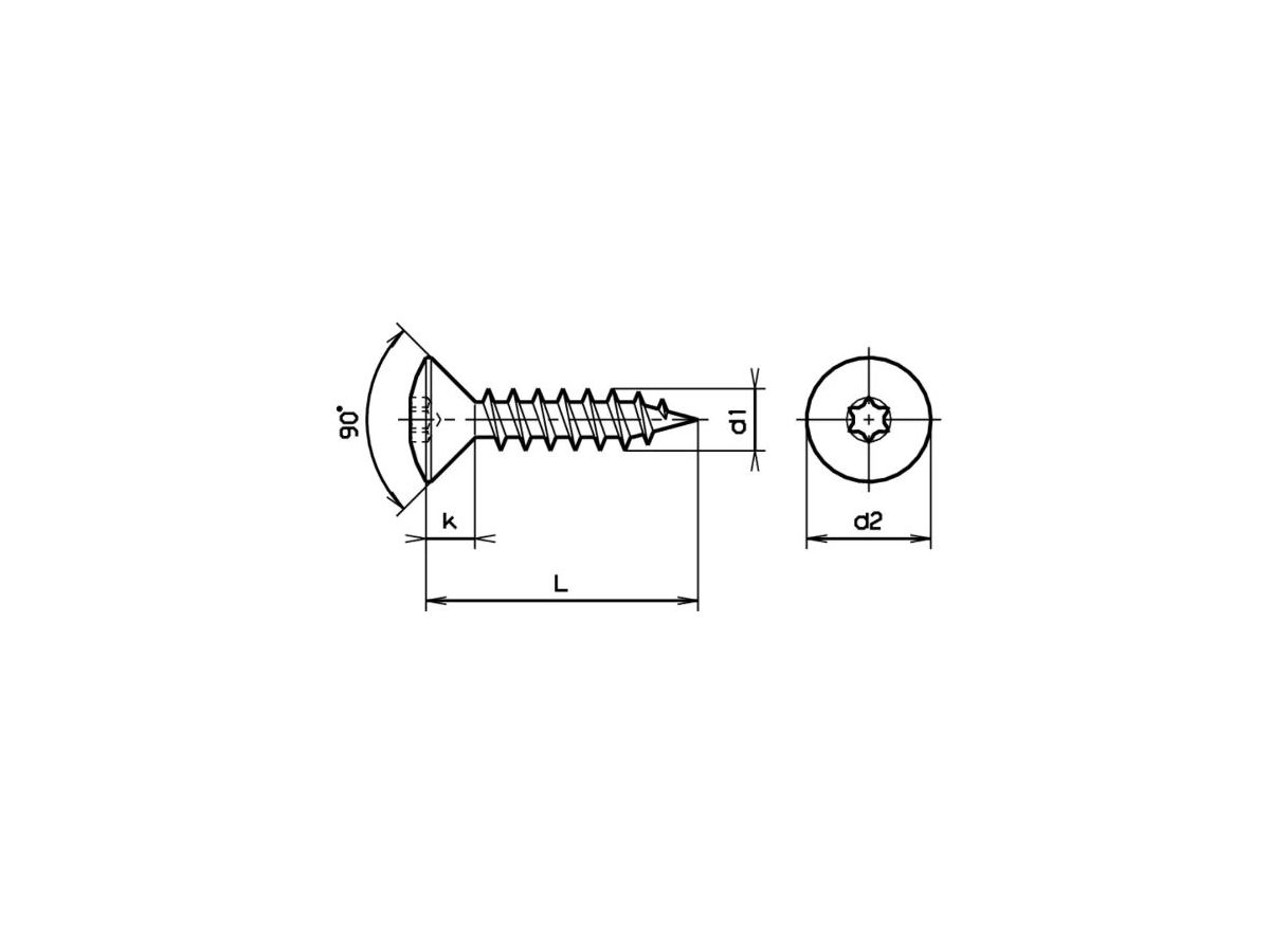 Linsensenk-Spanplattenschrauben Torx - Vernickelt