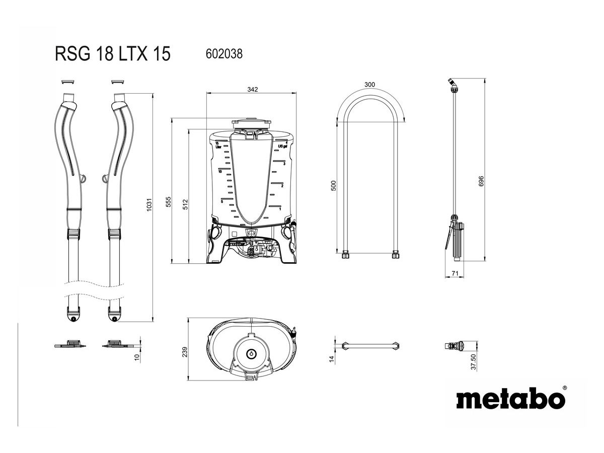 Akku-Rückensprühgerät 18V RSG 18 LTX 15 - Metabo, im Karton