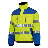 Winterjacke Warnschutz - leuchtgelb/blau, mit Reflexstreifen